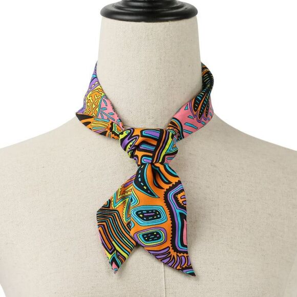 25SS Hermes Legend Of The Kuna Tribe Of Panama Twilly Silk Scarf Multicolor - Picture 4 of 9